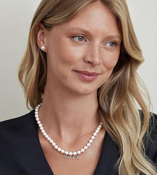 THE PEARL SOURCE AAAA Quality 14K Gold Plated Sterling Silver White Freshwater Real Pearl Earrings for Women | Hypoallergenic Earrings with Genuine Cultured Pearls Pearl Gifts for Anniversary