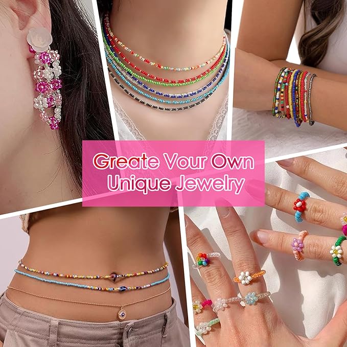 Vtssvow 3mm Glass Seed Beads for Bracelets Making, 28 Colors 11000pcs Friendship Bracelet Making Kit, Small Glass Beads for Jewelry Making (Mix 28 Color, Silver Lined)