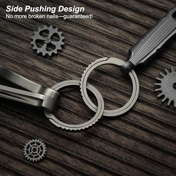 Titanium Key Rings Heavy Duty Side Push Split Key Chain Rings for Key Carabiner Quick Release Keychain Rings