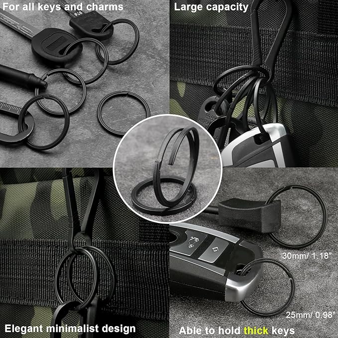 Titanium Key Rings Heavy Duty Side Push Split Key Chain Rings for Key Carabiner Quick Release Keychain Rings