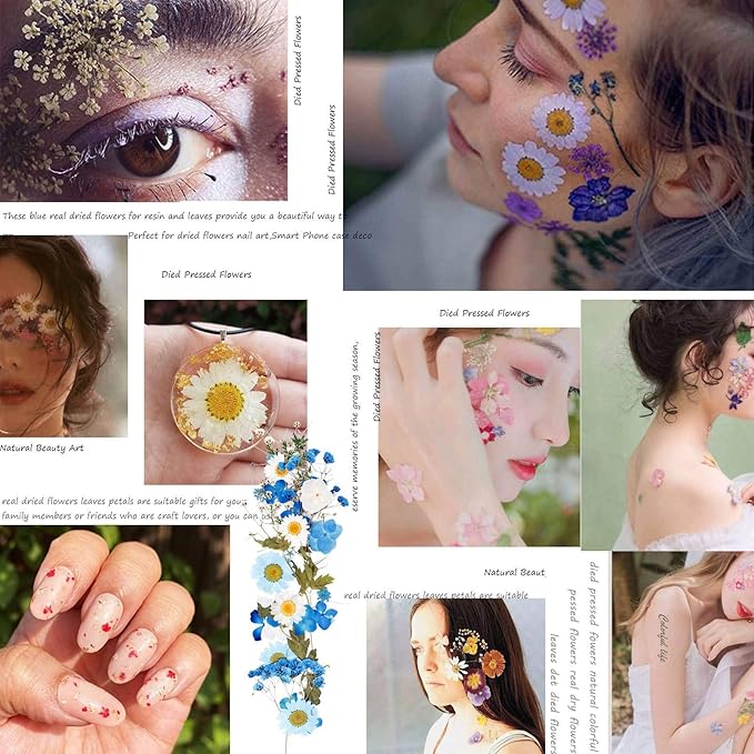 BIHRTC 100PCS Dried Pressed Leaf Flowers Natural Pressed Dry Leaves Sunflowers Chrysanthemum Daisy Flowers for Craft Resin Jewelry Making Soap and Candle Making DIY