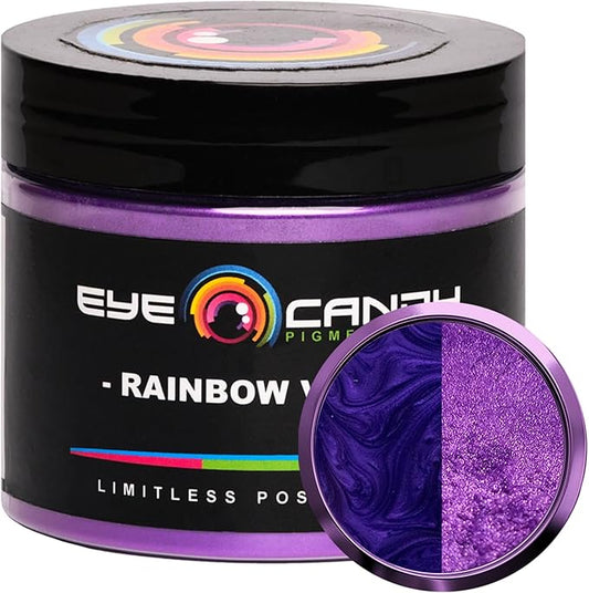 Eye Candy Pigments Premium Purple Mica Powder - Rainbow Violet (50gr) - for Epoxy, Resin, Soap, Paint, Woodworking, Acrylic Pouring, Bath Bombs, Fishing Lures - DIY Arts and Crafts Additive