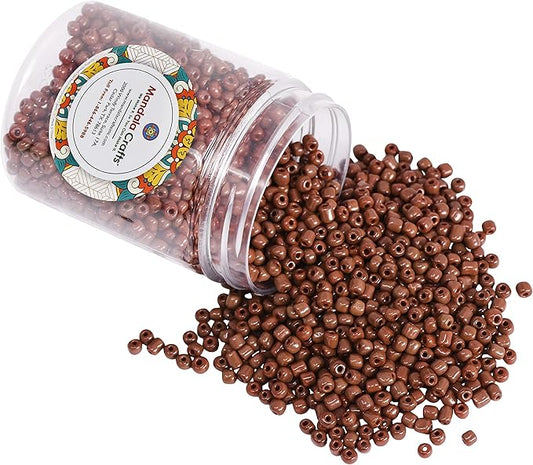 Mandala Crafts 6/0 Glass Seed Beads for Professional Beadwork, 2500 Brown Glass Beads