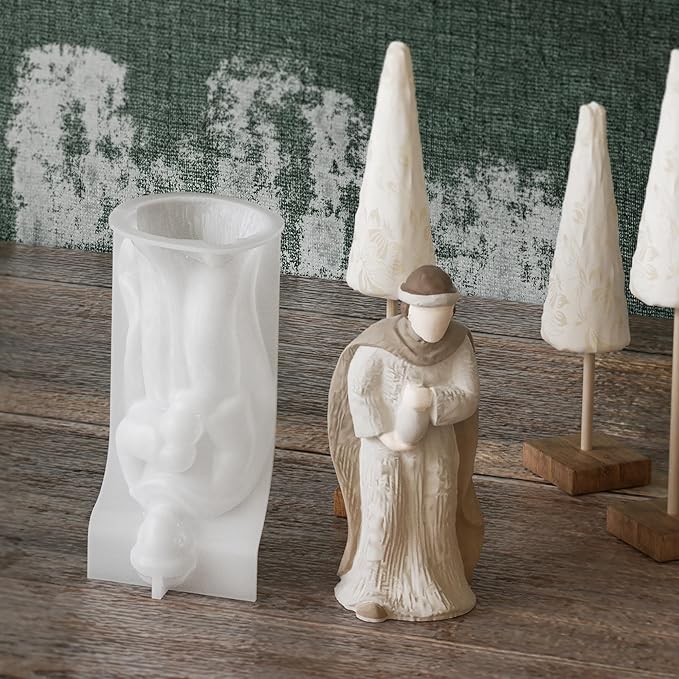 Silicone Born Jesus Nativity Scene Mold - Silicone Resin Casting Molds for Candle & Resin & Soap Craft Supplies