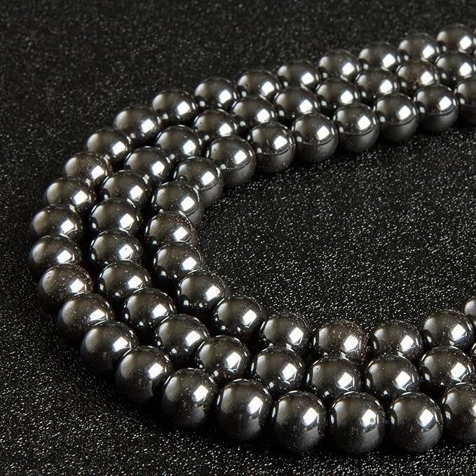 100pcs 10mm Black Hematite Beads Natural Gemstone Beads Round Loose Beads for Jewelry Making