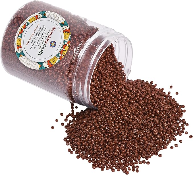 Mandala Crafts 8/0 Glass Seed Beads for Professional Beadwork, 6000 Brown Glass Beads