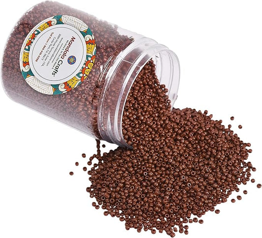 Mandala Crafts 8/0 Glass Seed Beads for Professional Beadwork, 6000 Brown Glass Beads