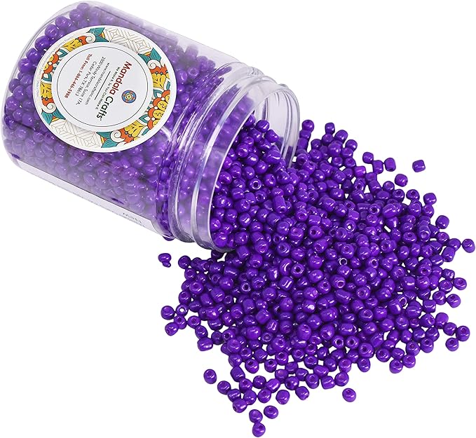 Mandala Crafts 6/0 Glass Seed Beads for Professional Beadwork, 2500 Purple Glass Beads