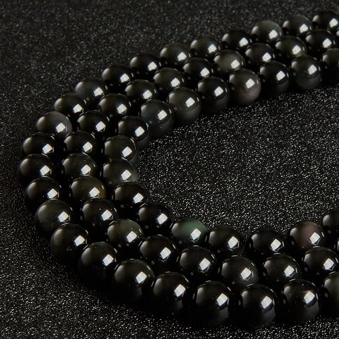 100pcs 6mm Black Obsidian Beads Natural Gemstone Beads Round Loose Beads for Jewelry Making