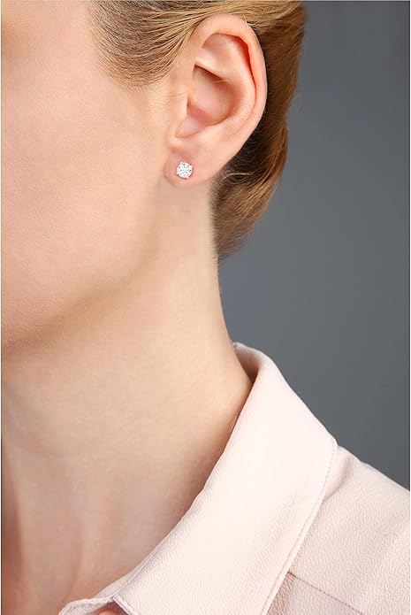 1/2 Carat - 5 Carat Lab Grown Diamond screw back Earrings | 14K Yellow Gold Four prong Lab-Grown Diamond Solitaire Stud Earrings| D-E color and VS1 clarity