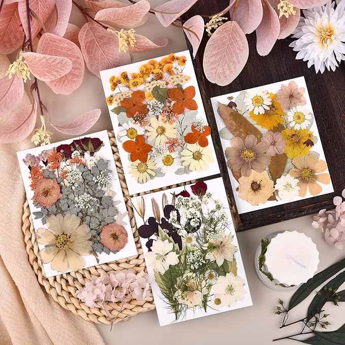DALARAN 95Pcs Fall Dried Pressed Flowers for Resin Molds Real Pressed Flowers Dry Leaves Kit for Art Crafts Resin Jewelry Making Scrapbook Supplies Card Making Soap Candle DIY