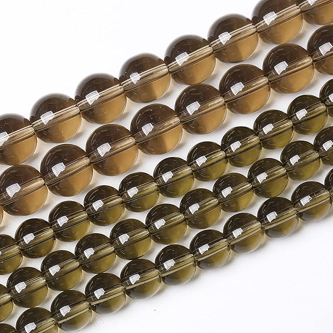 36PCS 10mm Smoky Crystal Quartz Glass Beads Natural Stone Round Loose Beads for Jewelry Making DIY Bracelet Necklace 15 Inch,Energy Stone Healing Power (10mm, Smoky Quartz Glass)