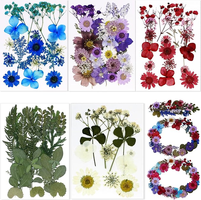 BIHRTC 100pcs Blue Dried Flowers for Resin Molds Red Real Dry Natural Flower Leaf Daisy for Scrapbooking DIY Candle Accessories Jewelry Crafts Making DIY Art Crafts Cake Decor