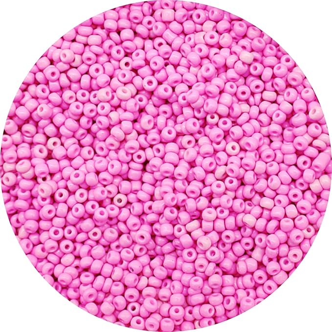 THUTEP 8000 pcs 3mm Seed Beads, Tiny Craft Beads for Bracelet Making, Bracelet Kits for DIY Jewelry Craft (Pink)