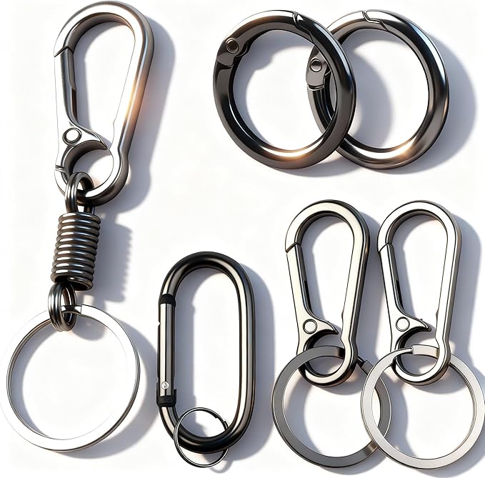 Keychain Clip, 6 Pack Key Chain Hooks with Key Rings Holder, Metal Key Organizer for Car Home Keys Men Women