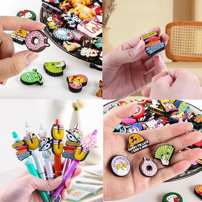 65Pcs Focal Beads for Pens, Random Cute Character Focal Beads for Keychains Making DIY Bracele Jewelry Making, Only Applicable to Adults