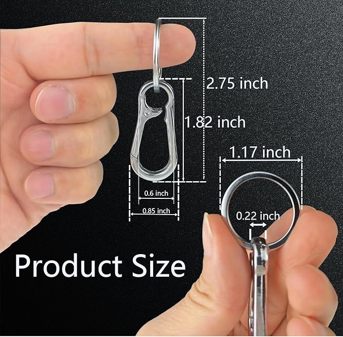 Keychain Clip Bulk with Key Ring, Heavy Duty Key Chain Holder with Stainless Steel Ring, Durable Metal Keychains