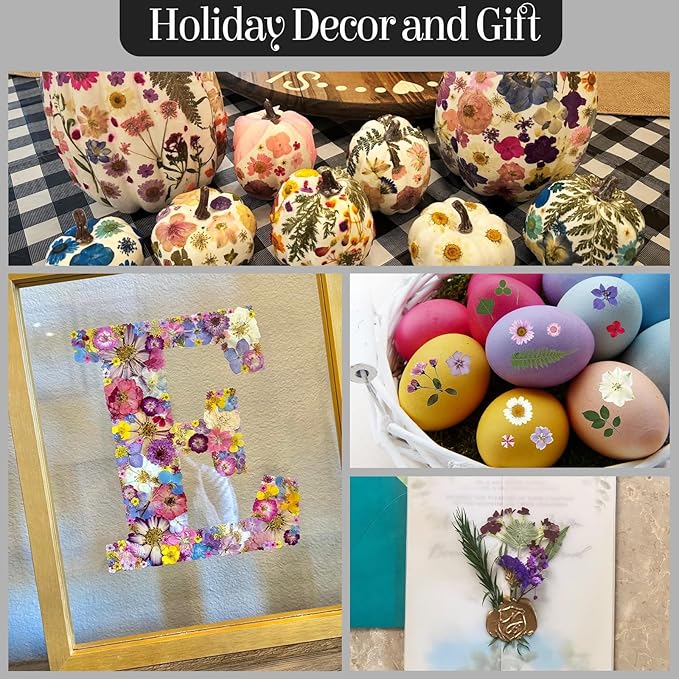 85Pcs Black Dried Flowers for Crafts, Natural Pressed Flowers for Crafts Real Dried Pressed Flowers Dry Leaves for Resin, DIY Art, Scrapbook, Nails Decor, Jewelry, Candle & Soap Making, with Tweezers