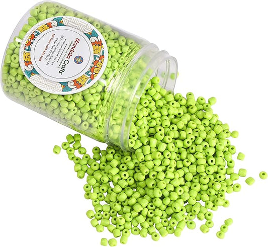 Mandala Crafts 8/0 Glass Seed Beads for Professional Beadwork, 6000 Lime Green Glass Beads