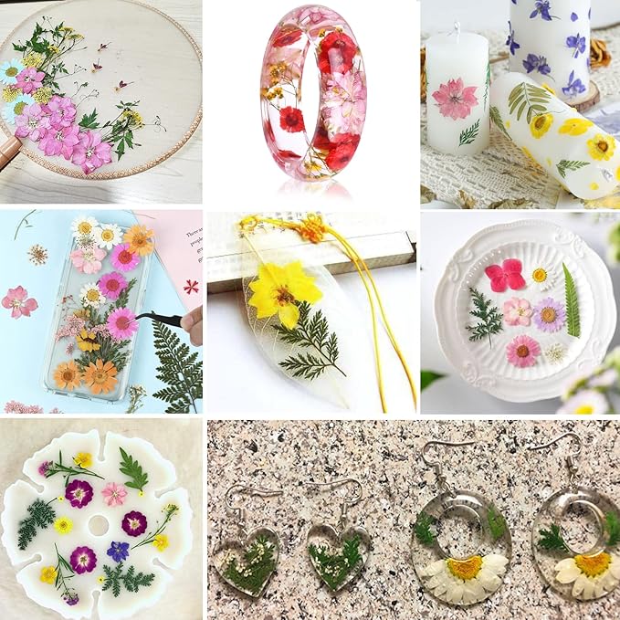 BIHRTC 100PCS Pressed Flowers for Resin Natural Real Pressed Flowers Orange Dried Flowers Assorted Dry Leaves Herbs Kits for Scrapbooking DIY Candle Accessories Jewelry Crafts Making