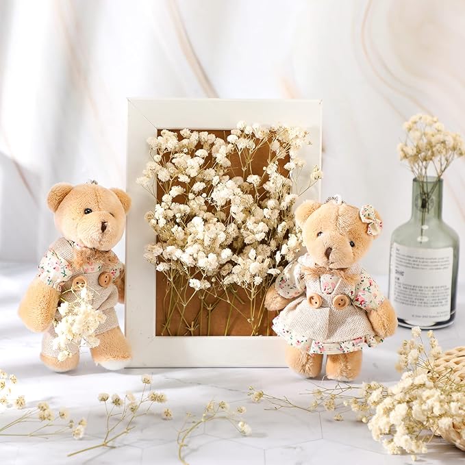 Fumete 300 Pcs Mini Dried Baby Breath Flowers Wedding Ivory Natural Flowers Bulk Dried Gypsophila for Vase Bride Shower Invitation Card DIY Candle Making Decor Craft Party Resin Art, 2-4 in