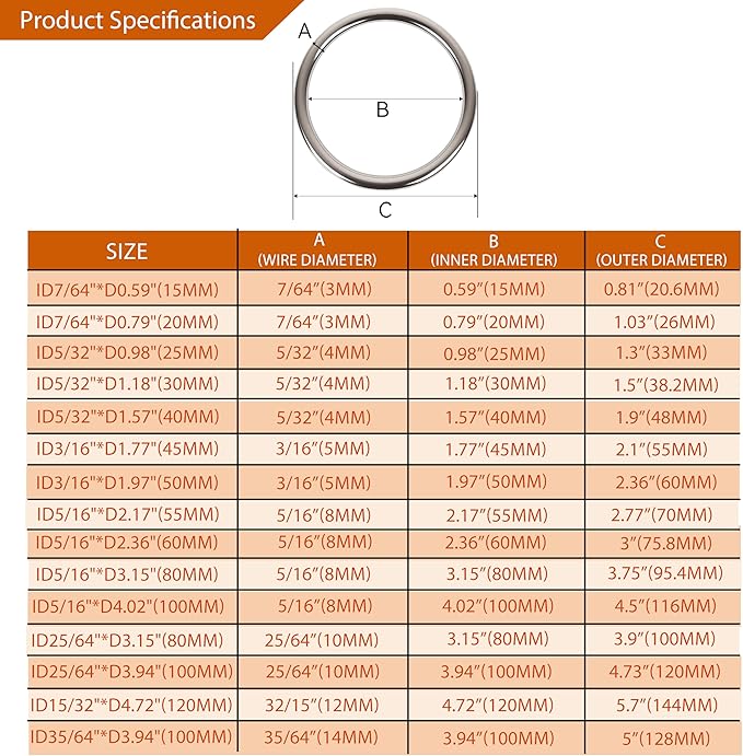ZUSFUL 2.36 inch Metal O Rings,Stainless Steel Round Ring Buckles 5/16" Wire Diameter,metal rings for crafts,Solid Welded Loop (16, ID5/16*D2.36(60mm))