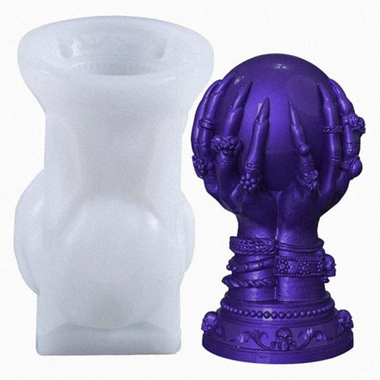 Ball & Claw Skull Rose Candle Molds - 3D Silicone Molds for Resin, Clay & Cake Making - Craft Supplies