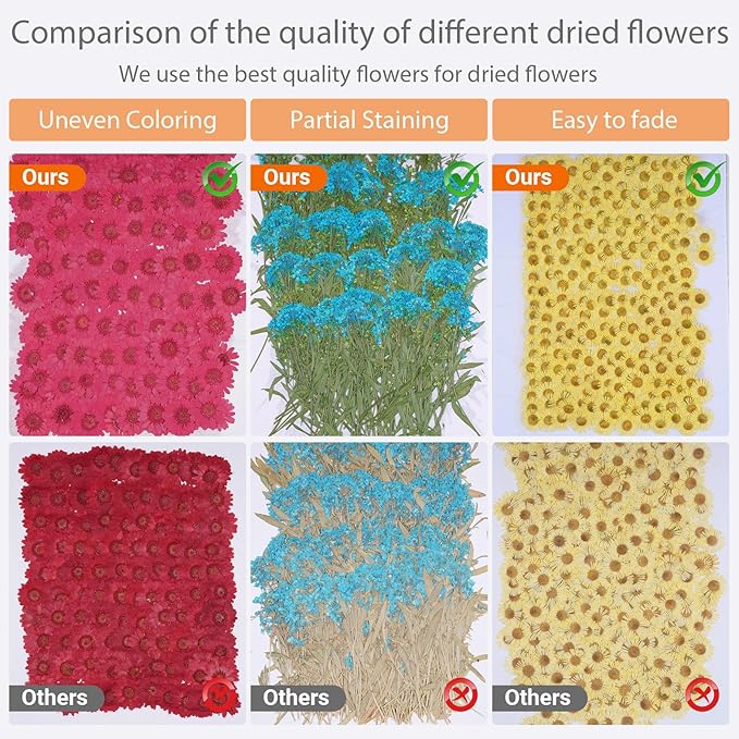 96Pcs Fall Dried Pressed Flowers for Crafts,Xinxinran Orange Dry Flowers Kit for Resin Molds,Epoxy Resin Accessories,Bookmark,Nails, Jewelry Molds,Candle Making Supplies,Soap,Frame,Cakes