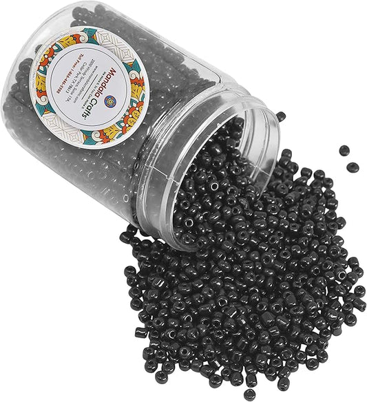 Mandala Crafts 6/0 Glass Seed Beads for Professional Beadwork, 2500 Black Glass Beads