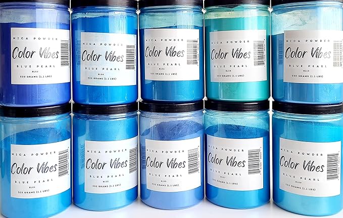 Pearl Mica Powder Pigment Dye - 500 Grams (1.1 lbs) - Best Bulk Price for Fine Arts, Crafting, Painting, Bath Bomb Soap Candle Slime Jewelry Making, Epoxy Resin, Woodworking (Blue BL13)