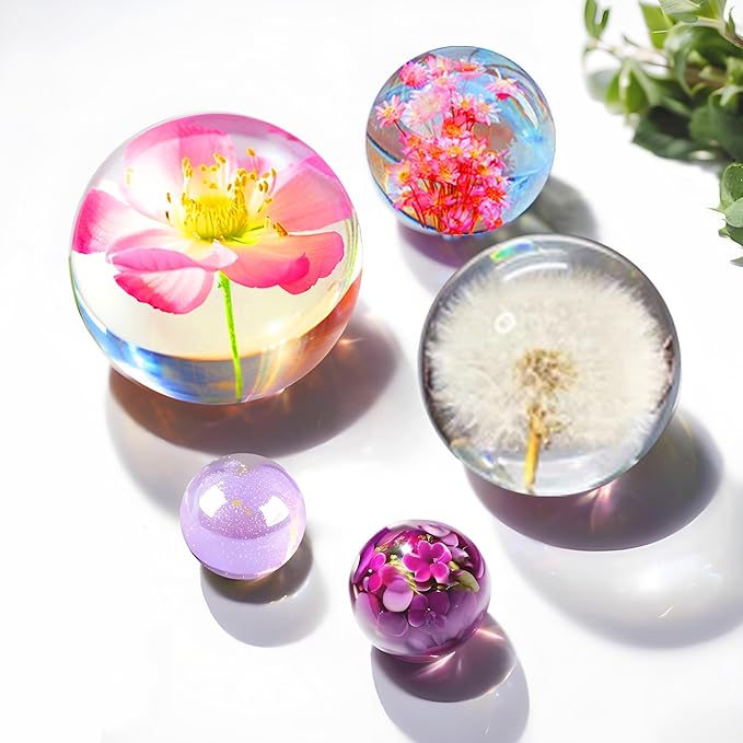 Loyohep Set of 4,3",2.5",2",1.7",1.3",0.9" Clear Sphere Molds Silicone,Large 3D Seamless Sphere Silicone Molds for Resin Casting,Round Ball Orbs Epoxy Resin Molds for Jewelry, Soap, Candle,Flower DIY