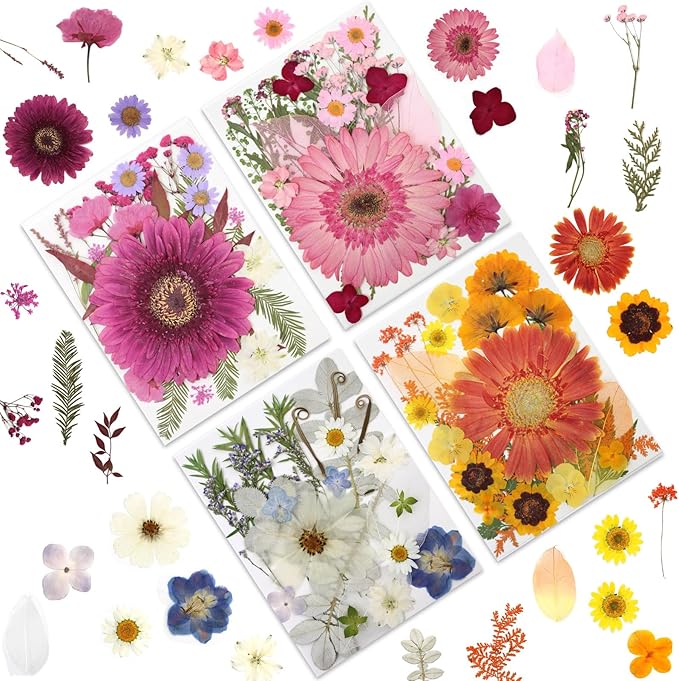 LUXEEASE 100 Pcs Large Dried Pressed Flowers for Crafts, Real Natural Flowers in Vibrant Colors for Resin, DIY Art, Jewelry & Soap Making – Tweezers Included