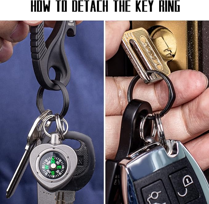 TISUR Titanium Key Ring,Elegant Quick Release Side Pushing Split Rings Kit for Keychains,Heavy Duty Keyring for Dog Tag