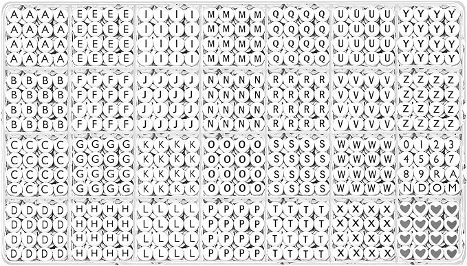 YMSDZHL Alphabet Beads A-Z 1300+Pcs Letter Beads, Acrylic 4x7mm Round Letter Beads Kits,Black Digit and Colorful Smile Beads for Bracelets Necklaces DIY Jewelry Making (Black,1300+PCS)