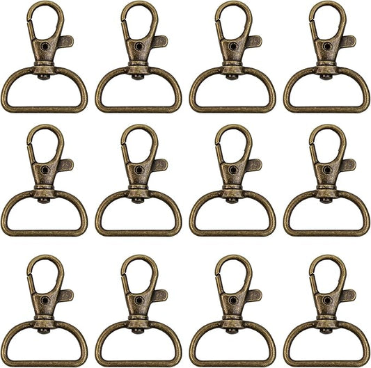 AUEAR, 20 Pack 1 Inch Trigger Snap Hooks Push Gate Swivel Lobster Claw Clasps Clips for Strap Antique Brass (Brown)