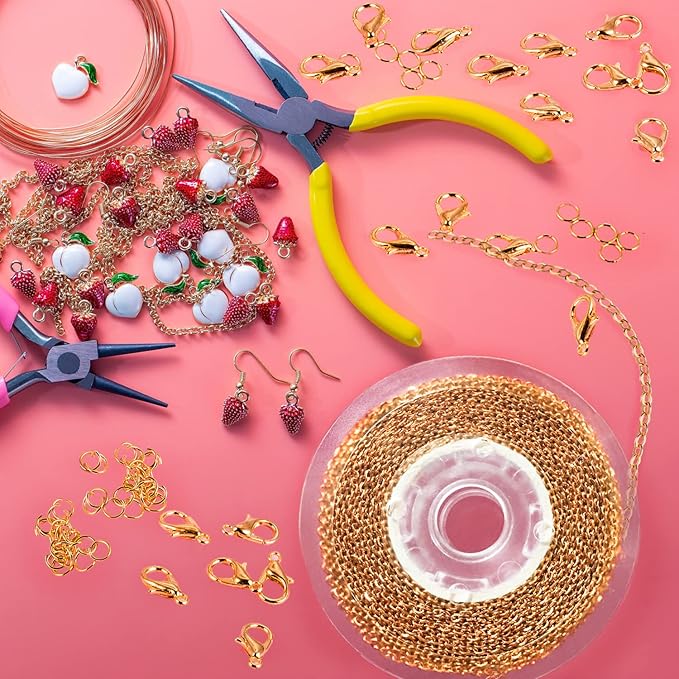 Jishi 33ft Stainless Steel Gold Plated Chain for Jewelry Making Supplies - 2mm 18K Gold Plated Non Tarnish - 33ft Roll with Lobster Clasps, Jump Rings - Gold