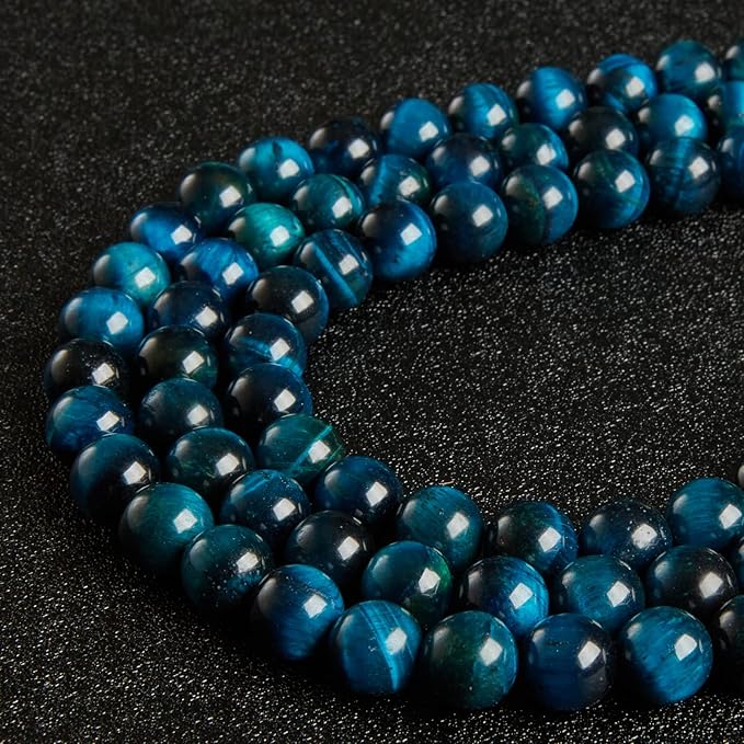 100pcs 6mm Aquamarine Tiger Eye Beads Natural Gemstone Beads Round Loose Beads for Jewelry Making