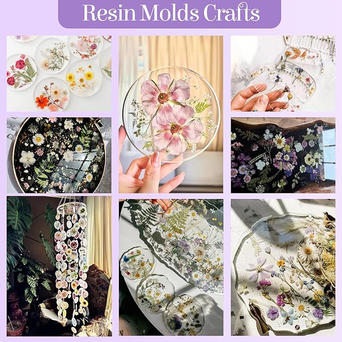 85Pcs Pressed Flowers for Crafts, Pink Purple Dried Flowers for Crafts Real Natural Dried Pressed Flowers Dry Leaves Bulk for Resin, DIY Art, Scrapbook, Jewelry, Card, Candle & Soap Making w/ Tweezer