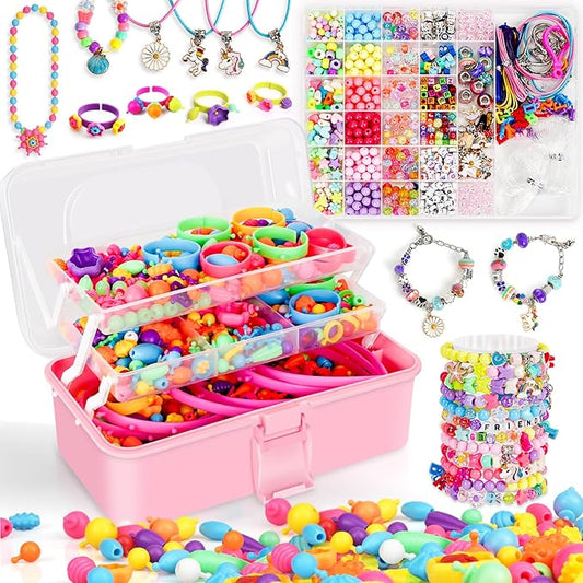 FUNZBO 1600 Pcs Pop Beads with Bracelet Making Kit, Jewelry Making Kit for 3 4 5 6 7 8 9 Year Old Little Girls, Arts and Crafts Toys for Kids, Necklace Bracelet Ring Creativity Holidays Birthday Gifts