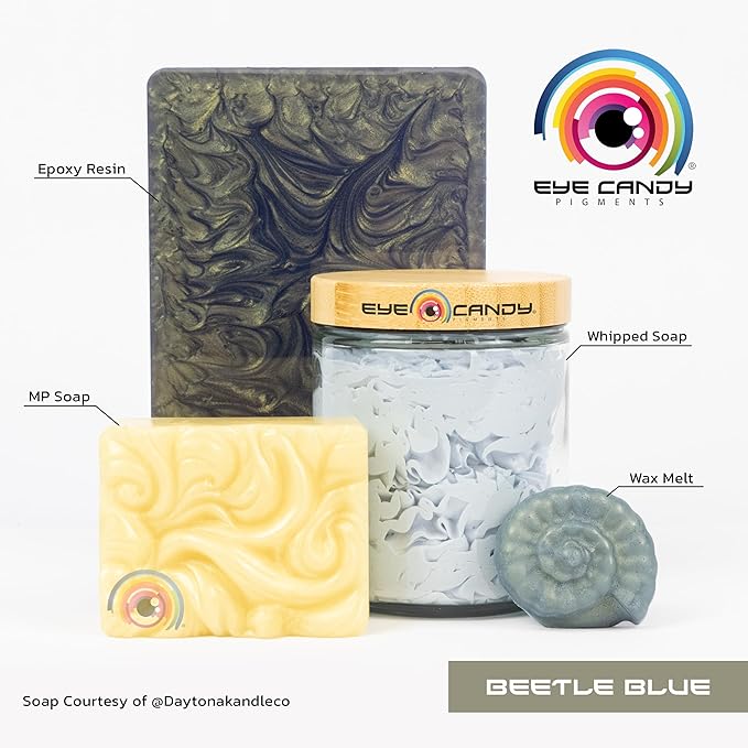 Eye Candy Pigments Premium Mica Powder - Beetle Blue (50gr) - for Epoxy, Resin, Soap, Paint, Woodworking, Acrylic Pouring, Bath Bombs, Fishing Lures - DIY Arts and Crafts Additive