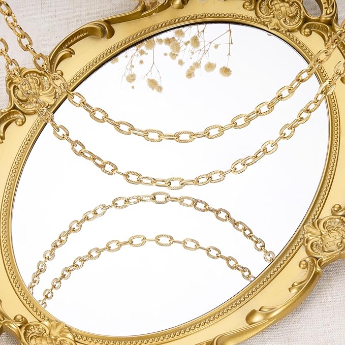 GTVOODX 18K Gold Plated Cable Chains Bulk Chunky Stainless Steel Unsoldered Textured Oval Link Chain Roll Spool for DIY Jewelry Making Supplies Findings