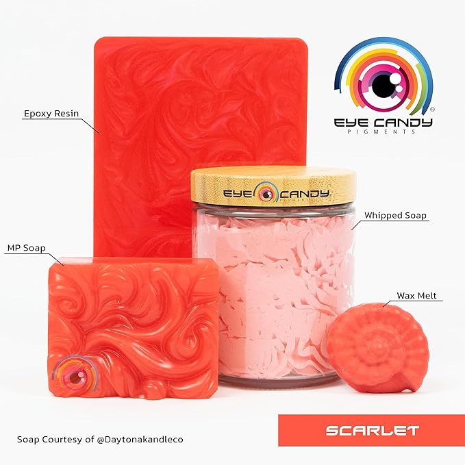 Eye Candy Pigments Premium Red Mica Powder - Scarlet (50gr) - for Epoxy, Resin, Soap, Paint, Woodworking, Acrylic Pouring, Bath Bombs, Fishing Lures - DIY Arts and Crafts Additive