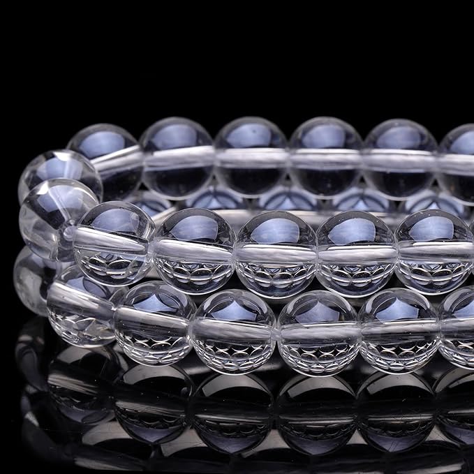 Youngbling Natural Crystal Beads for Jewelry Making,8mm Clear Quartz Polished Round Smooth Stone,Genuine Real Stone Red Beads for Bracelet Necklace 15 Inch(Clear Quartz,8mm)