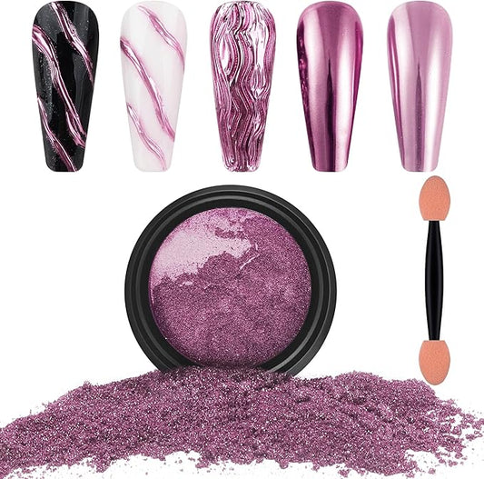 Artdone Chrome Nail Powder, Rose Gold Pink Iridescent Aurora Powder Metallic Mirror Effect Pigment Pearlescent Mermaid Pigment Pearl Glitter Dust Kit, Nail Art Decoration, Resin Craft