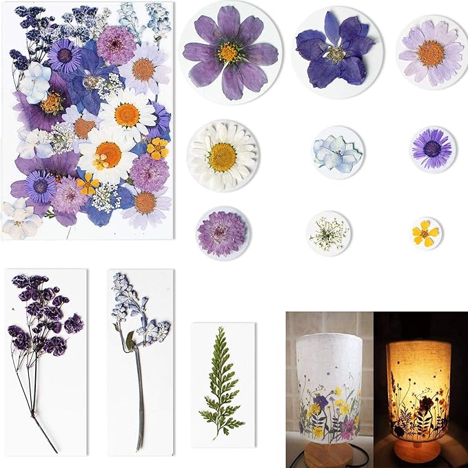 BIHRTC 100PCS Dried Pressed Leaf Flowers Natural Pressed Dry Leaves Sunflowers Chrysanthemum Daisy Flowers for Craft Resin Jewelry Making Soap and Candle Making DIY