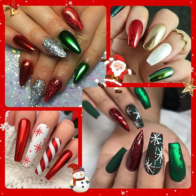 Born Pretty Mirror Chrome Nail Powder Set 12 Colors Metallic Mirror Effect Nail Powder Holographic Aurora Chameleon Pigment for Nail Art Gel Polish Mermaid Powder Decoration Sets