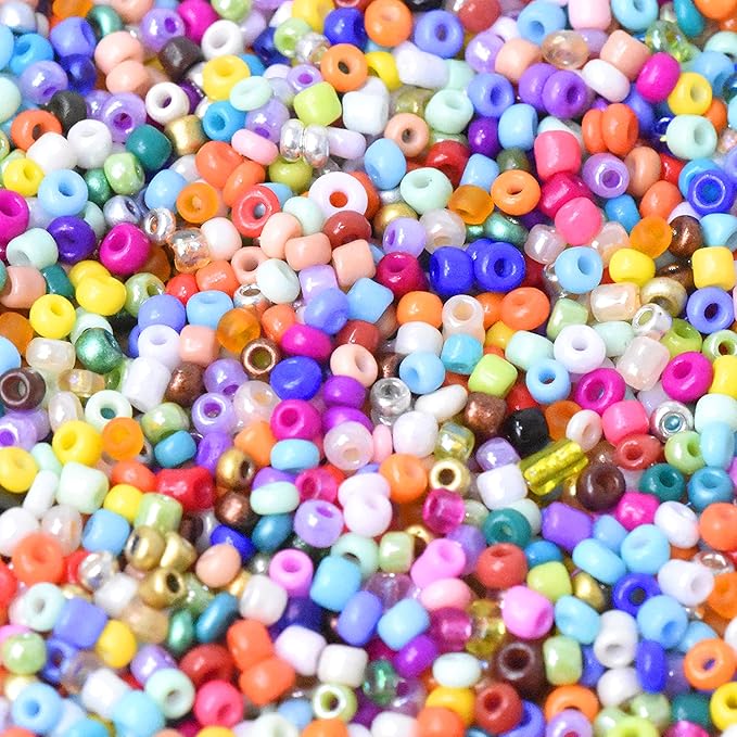 Mandala Crafts 11/0 Glass Seed Beads for Professional Beadwork, 13000 Rainbow Mixed Glass Beads