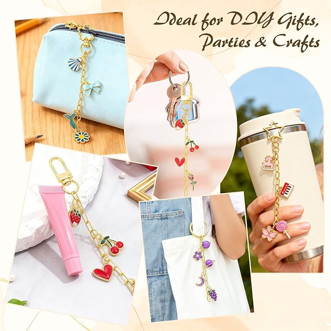 Ecoofor 50 Set Keychain Making Kit, 5 Style Metal Keychain Clips with Swivel Snap Hooks, Lobster Clasps, Key Rings & Extender Chains for DIY Crafts, Jewelry, Bags, Keychains & Gift Accessories