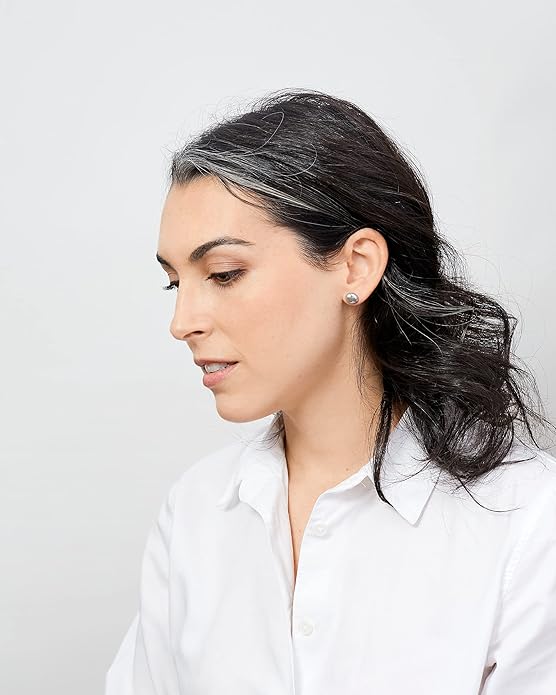 Woman Pearl Earrings Freshwater Cultured Keshi Pearls in White and Gray by SECRET & YOU | Sterling Silver 925 | Available in 10 sizes from 7-8 mm to 15-16 mm