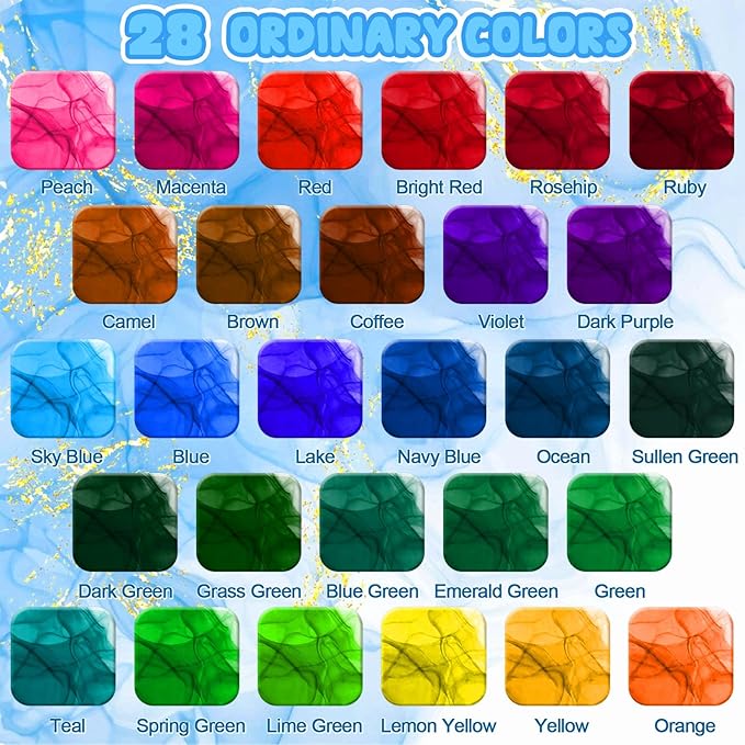 Alcohol Ink Set - 48 Bottles Vibrant Colors High Concentrated Alcohol-Based Ink, Concentrated Epoxy Resin Paint Color Dye Great for Resin Petri Dish, Coaster, Painting, Tumbler Cup Making(10ml Each)